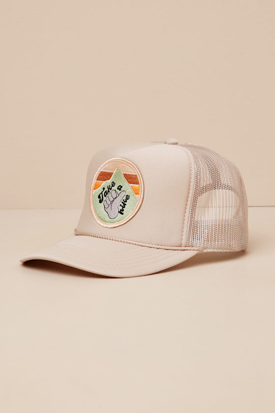 Take a Hike Beige Trucker Hat 1