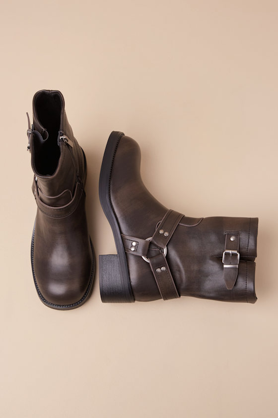 Lulus Nelsan Black Distressed Moto Ankle Boots In Black