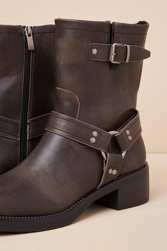 Lulus Nelsan Black Distressed Moto Ankle Boots In Black