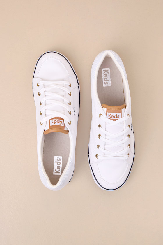 Keds Center III White and Navy Lace Up Sneakers Sneakers Lulus