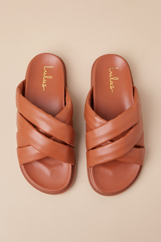Cognac slide sandals hotsell