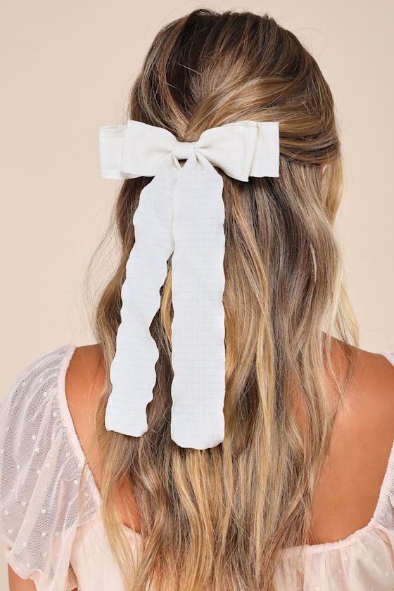 Immensely Sweet Pink and Ivory Bow Hair Clip Set 1
