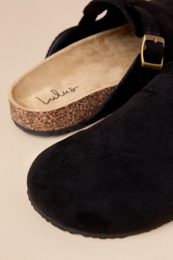 Lulus Pereta Black Suede Slip-on Clogs In Black