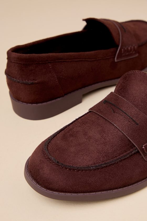 Lulus Julius Brown Suede Loafer Flats In Brown