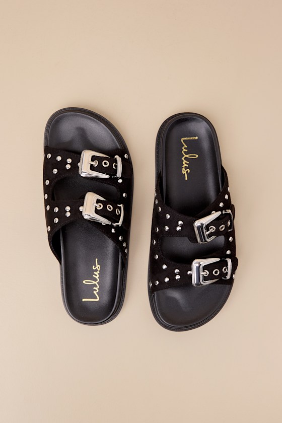 Lush Woven Buckle Slide Sandals - Gold main image 1