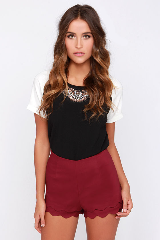 burgundy jogger shorts