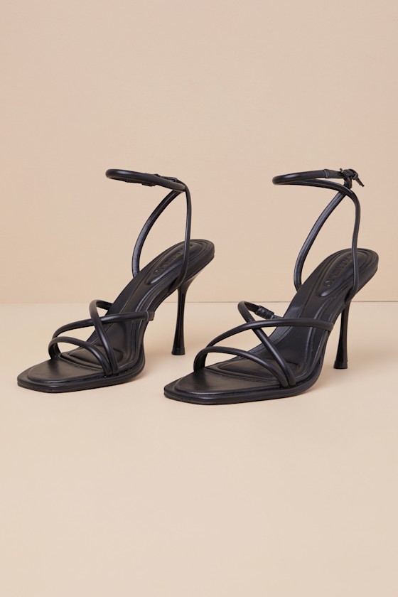 Dalilah Black Ankle Strap High Heel Sandals 2