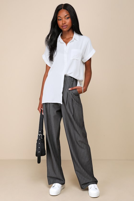 Blythe White Short Sleeve Button-Up Top 5