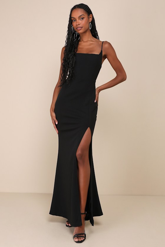 Simply Remarkable Black Sleeveless Bustier Mermaid Maxi Dress 5