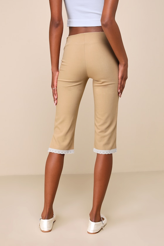 Mary Tan Lace Capri Pants 2