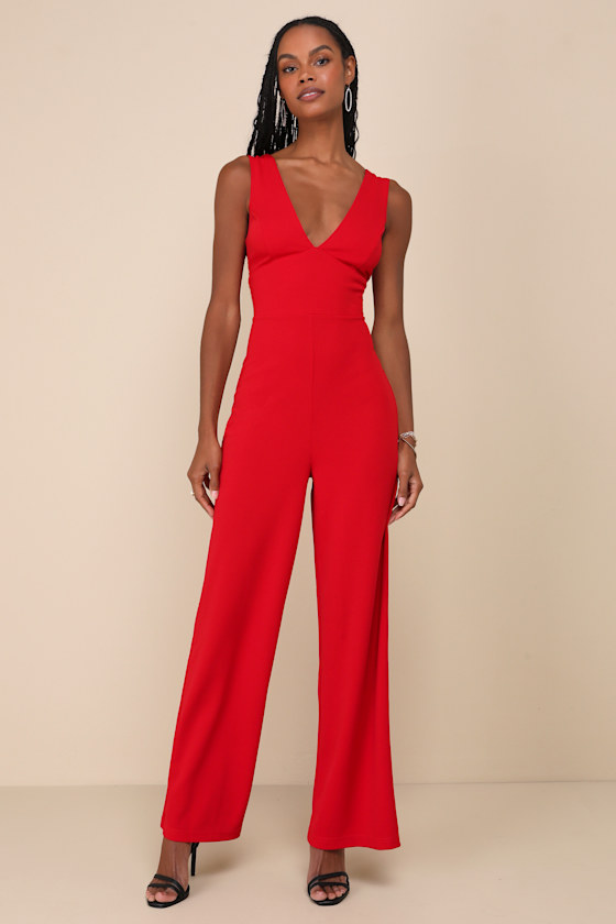 Bold Era Red Sleeveless Wide-Leg Jumpsuit 5