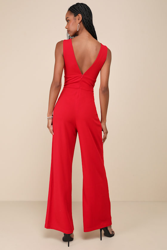 Bold Era Red Sleeveless Wide-Leg Jumpsuit 6