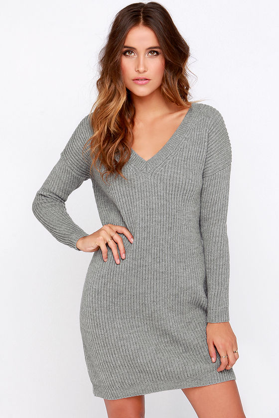 Grey Dress - Sweater Dress - Long Sleeve Dress - $38.00 - Lulus