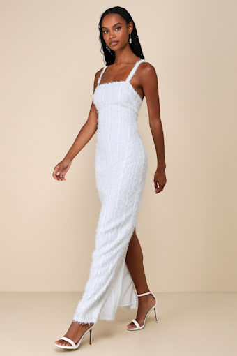 Sensational Invite White Textured Knit Sleeveless Maxi Dress 4