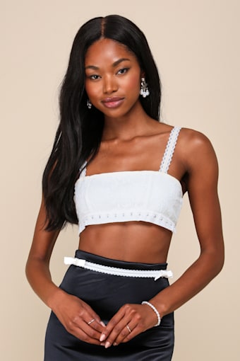 Lacey White Lace Tie-Back Bralette Top 2