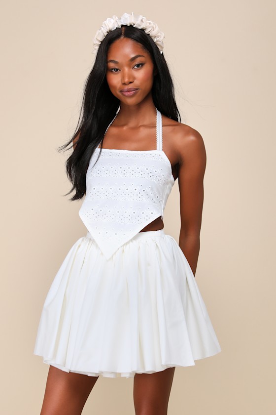 Cha Cha Ivory Layered Raw Hem Wrap Mini Skirt 2