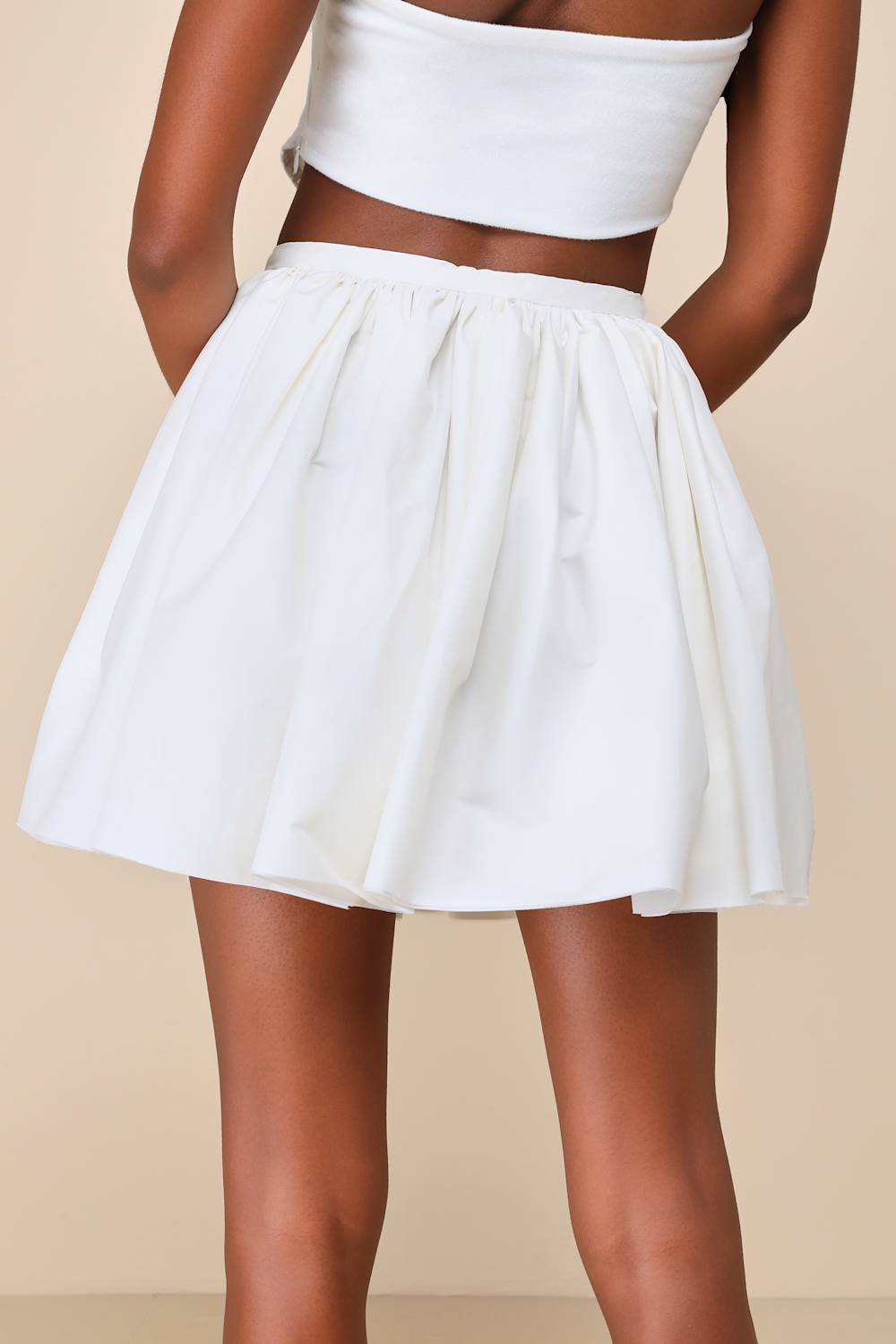 Cha Cha Ivory Layered Raw Hem Wrap Mini Skirt