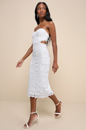White Crochet Lace Dress - Lace-Up Midi Dress - White Midi Dress - Lulus White Crochet Lace Dress - Lace-Up Midi Dress - White Midi Dress - Lulus