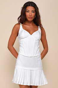 Utterly Eye-Catching White Bustier Tank Top 5