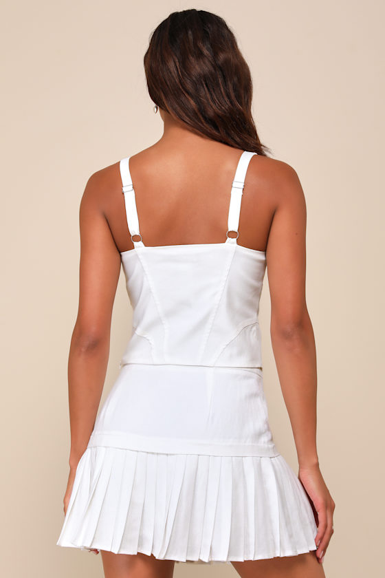 Utterly Eye-Catching White Bustier Tank Top 8
