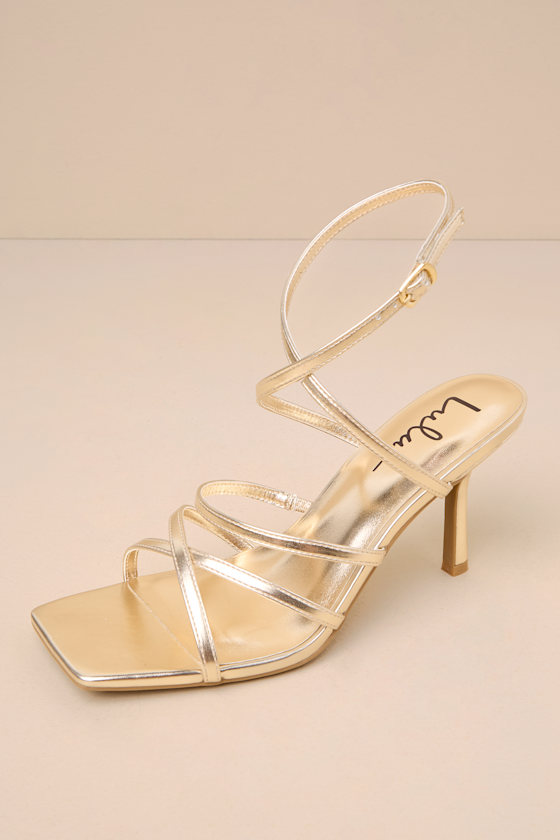 Skyy Light Gold Strappy High Heel Sandals 3