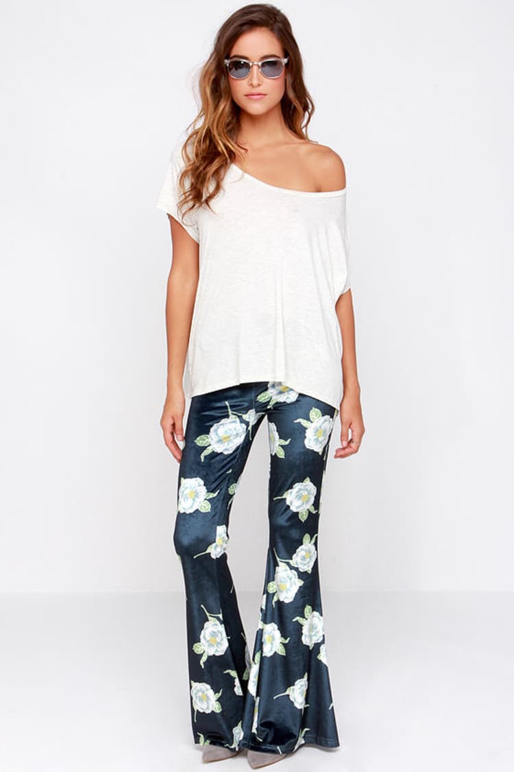 Mink Pink Oriental Bloom - Floral Print Pants - Velvet Pants 