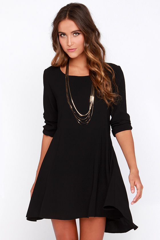 Pretty Black Dress - Long Sleeve Dress - LBD - Shift Dress - $42.00 - Lulus