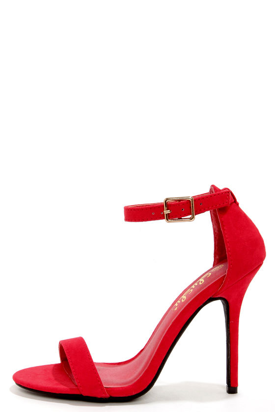 Sexy Ruby Red Single Strap Heels - Ankle Strap Heels - Lulus