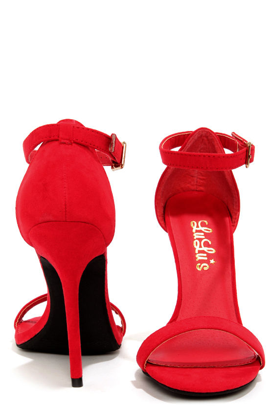 LULUS Elsi Ruby Red Single Strap Heels 1