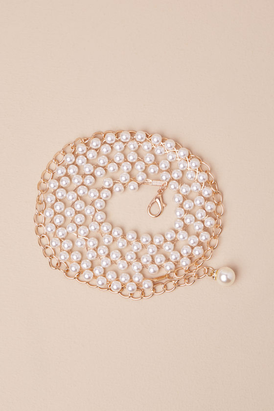 LULUS TRENDSETTING GLOW GOLD PEARL BELT