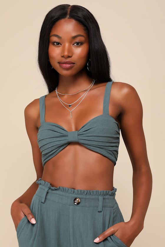 Favorite Vacation Teal Green Linen Two-Piece Trouser Jumpsuit 3