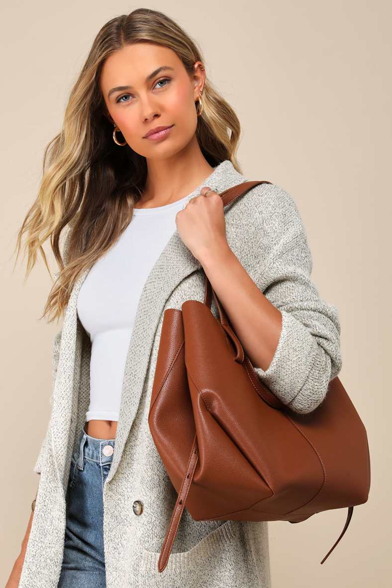 Absolutely Quintessential Brown Vegan Leather Tote Bag