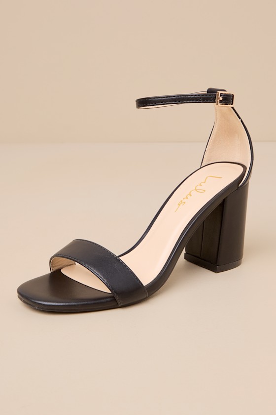 Ankle Strap Sandals - Black Block Heels - Black Heeled Sandals - Image 3
