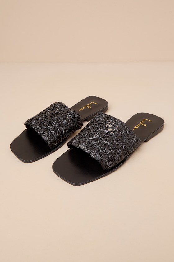 Strawberry Black Women's Slide Sandals
