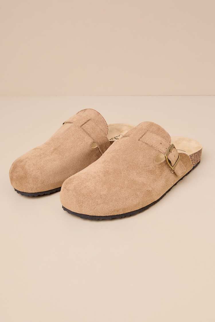 Pereta Taupe Suede Slip-On Clogs
