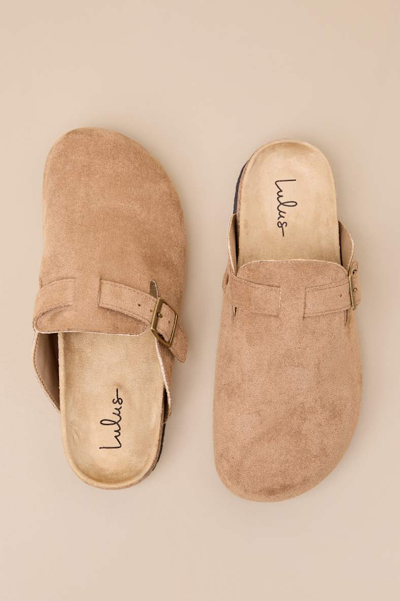 Pereta Taupe Suede Slip-On Clogs