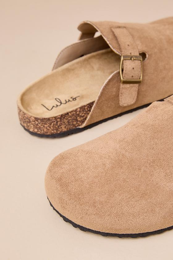 Lulus Pereta Taupe Suede Slip-on Clogs In Taupe