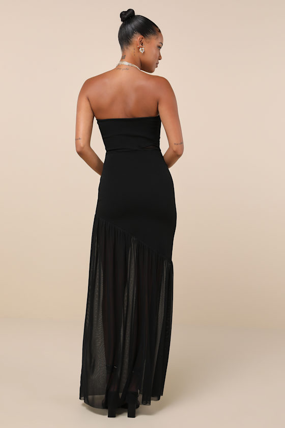 Black Maxi Dress - Strapless Maxi Dress - Sexy Black Mesh Dress - Lulus