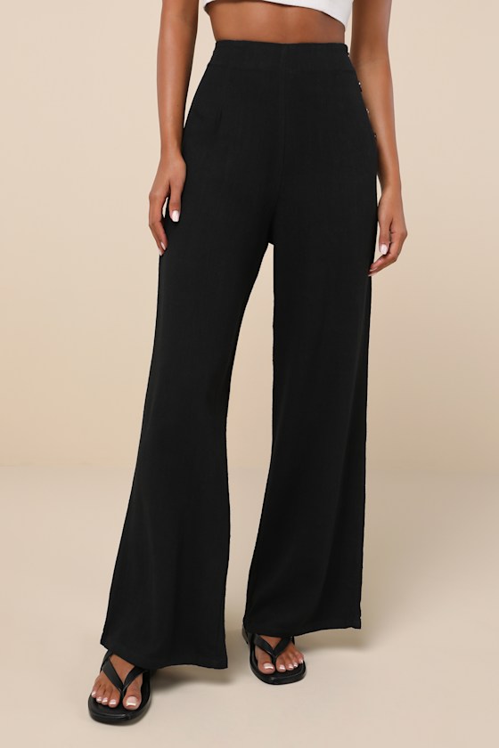 Lulus Noteworthy Black Wide-leg Pants In Black