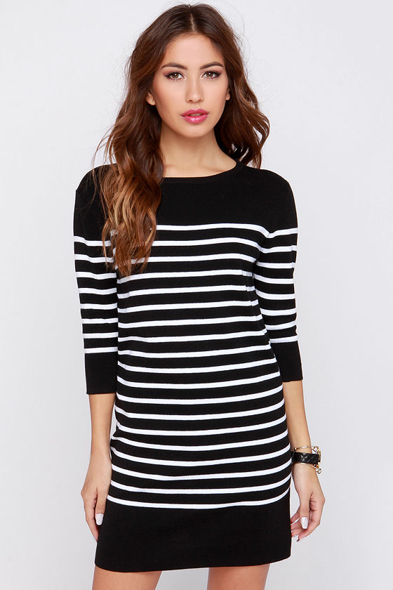 Sweater Dress - Striped Dress - Black Dress - $38.00 - Lulus