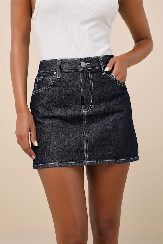Compelling Trend Dark Wash Denim Mini Skirt 2