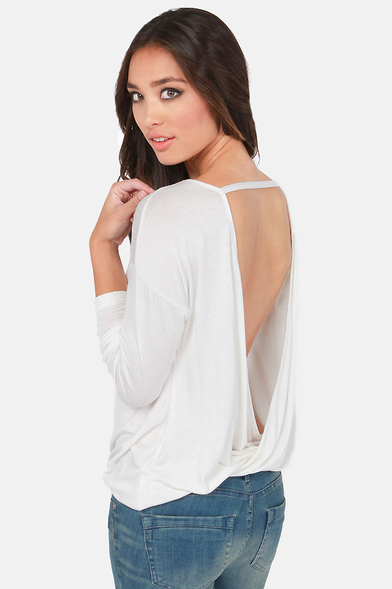 Cute Ivory Top - Backless Top - Long Sleeve Top - $26.00 - Lulus