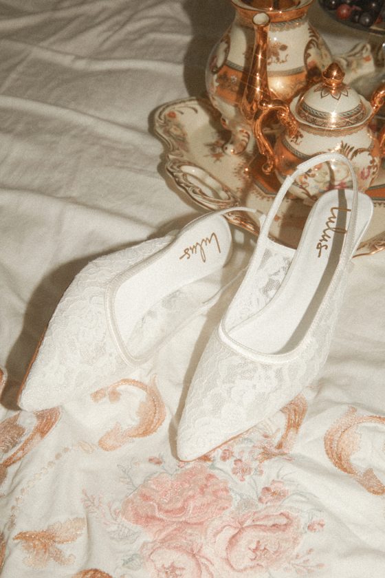 White Lace Pumps - Low Heel Pumps - Lace Bridal Shoes - Lulus