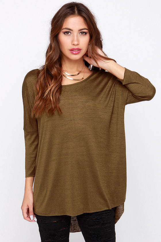 Chic Olive Green Top - Dolman Top - Tunic Top - High Low Top - $46.00 ...