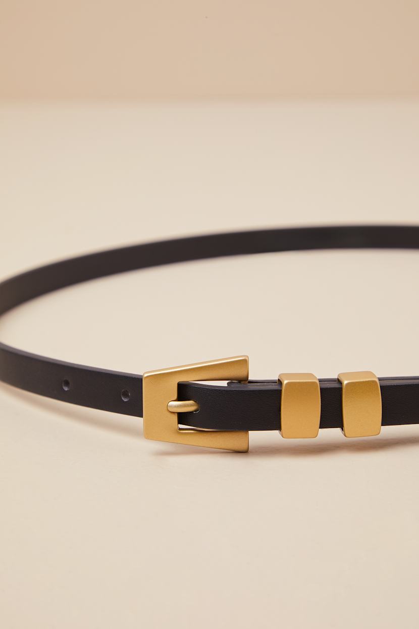 Petit Moments Modern Slim - Black and Gold Belt - Skinny Belt - Lulus