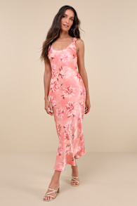 Romantic Whims Pink Floral Print Organza Sleeveless Slip Dress 1