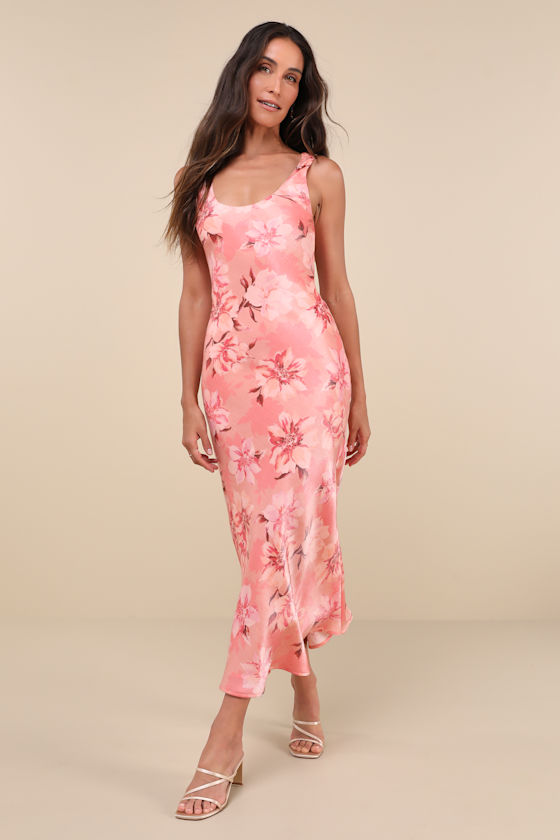 Romantic Whims Pink Floral Print Organza Sleeveless Slip Dress 1