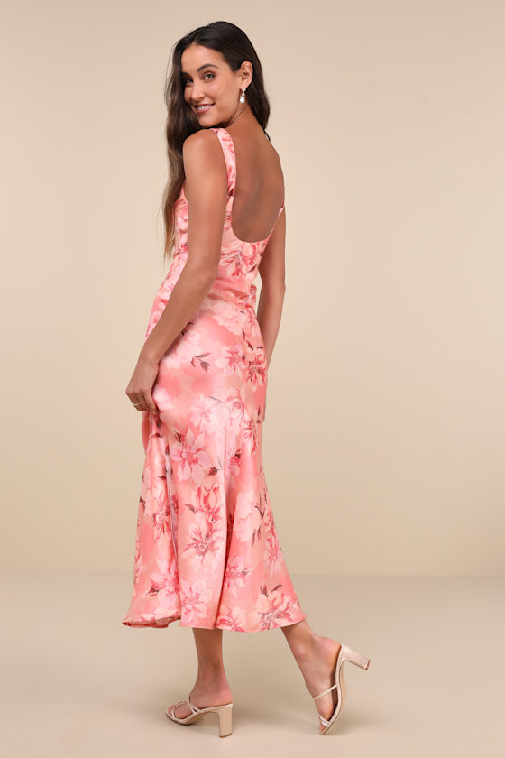 Romantic Whims Pink Floral Print Organza Sleeveless Slip Dress 2