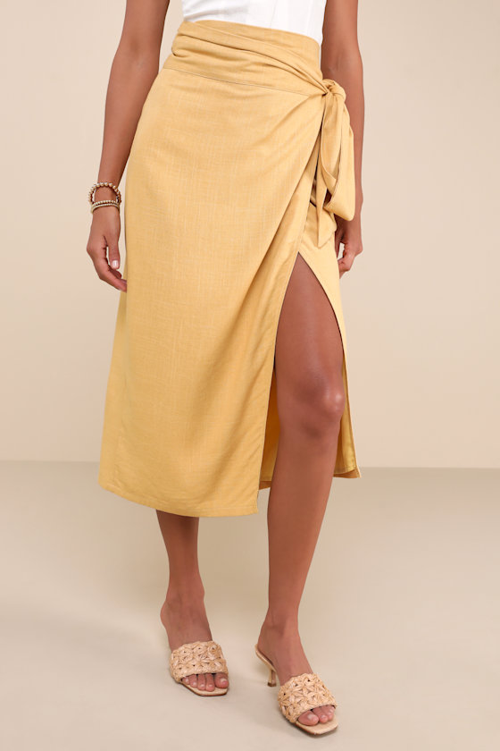 2912236 Yellow Midi Skirt
