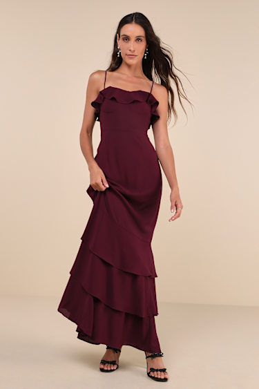 Plum Purple Tiered Maxi Dress - Bustier Dress - Sleeveless Dress - Lulus